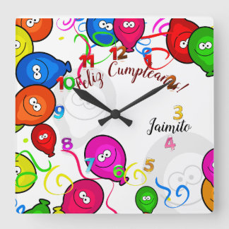 Reloj de Pared con Feliz Cumpleaños personalizado Vierkante Klok