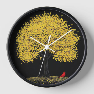 Reloj de pared con fondo de árbol 