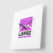 Reloj La Paz ciudad del cielo Vierkante Klok (Hoek)