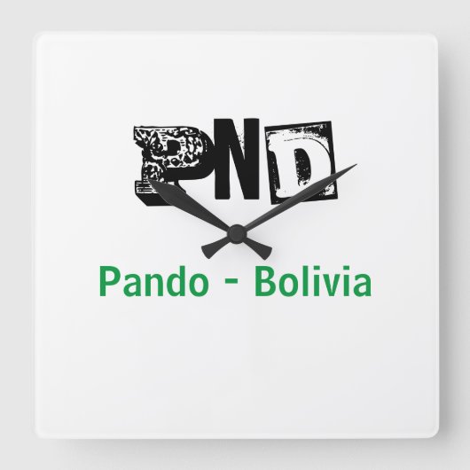Reloj PND Pando Bolivia Vierkante Klok (Voorkant)