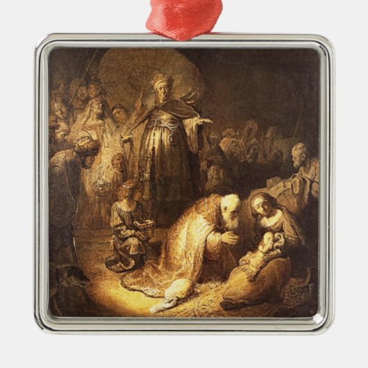 Rembrandt Adoration of the Magi-Kerstversient Metalen Ornament (Voorkant)