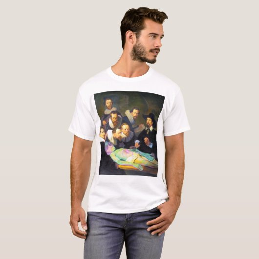 Rembrandt Anatomieles met Alien Schilderen Mannen T-shirt (Voorkant volledig)