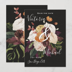 Rembrandt Autumn Floral Save the Date Wedding Kaart