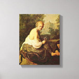 Rembrandt - Bathsheba gezien door koning David Canvas Afdruk