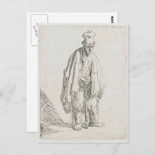 Rembrandt-Beggar in een hoge Pet Briefkaart (Voorkant / Achterkant)
