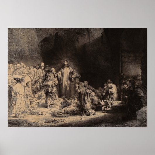 Rembrandt - Christus Preaching, Hundred Guilder Pr Poster (Voorkant)
