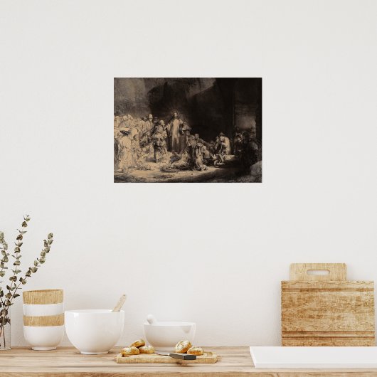 Rembrandt - Christus Preaching, Hundred Guilder Pr Poster (Keuken)