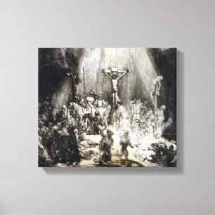 Rembrandt Christus, verwant tussen de twee dieven Canvas Afdruk