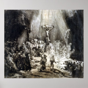Rembrandt Christus, verwant tussen de twee dieven Poster