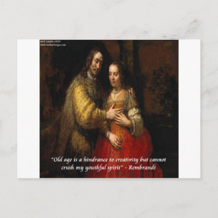 Rembrandt "De Joodse Bruid" & Beroemd citaat Briefkaart