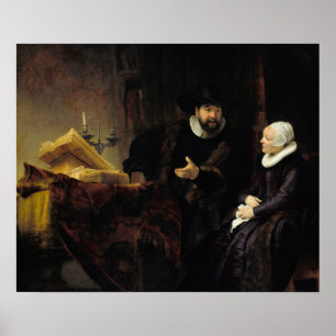 Rembrandt - Doopsgezinde predikant Anslo en zijn v Poster