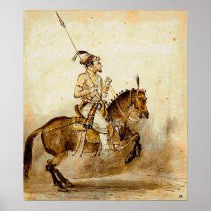 Rembrandt - een mughal nobleman op Horseback 1656 Poster