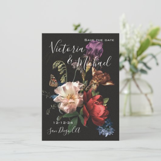 Rembrandt Fleurs Faire-Part de Mariage Date à Sauv (Debout devant)