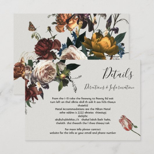 Rembrandt Floral Mariage Détails et carte info (Devant / Derrière)