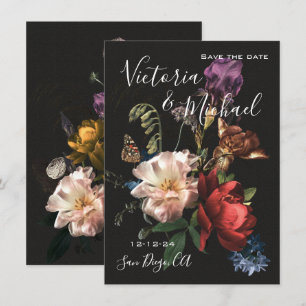 Rembrandt Floral Save the Date Wedding Kaart