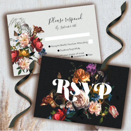 Rembrandt Floral Wedding-reactiekaarten RSVP