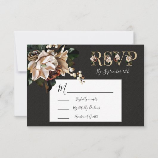 Rembrandt Floral Wedding-reactiekaarten RSVP (Voorkant)