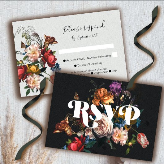 Rembrandt Floral Wedding-reactiekaarten RSVP Kaart