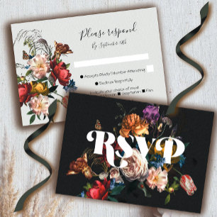 Rembrandt Floral Wedding-reactiekaarten RSVP Kaartje