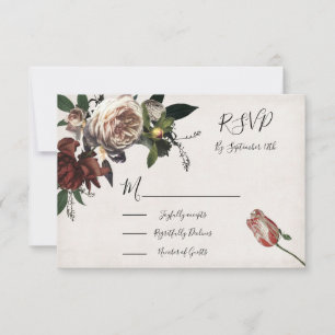 Rembrandt Floral Wedding-reactiekaarten RSVP Kaartje