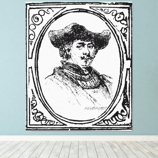 Rembrandt Framed Self Portrait Sketch Canvas Art (Insitu (Houten vloer))
