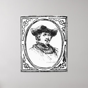 Rembrandt Framed Self Portrait Sketch Canvas Art Afdruk