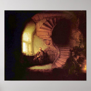 Rembrandt Harmenszoon van Rijn - De filosoof Poster