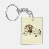  Rembrandt Ink Schets / Tekening van een leeuw Sleutelhanger (Voorkant Links)