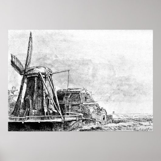 Rembrandt Mill Etching Poster (Voorkant)