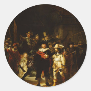 Rembrandt Nightwatch Night Watch Baroque schilderi Ronde Sticker