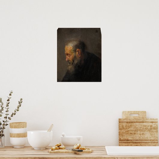 Rembrandt - onderzoek naar oud Man in profiel Poster (Keuken)