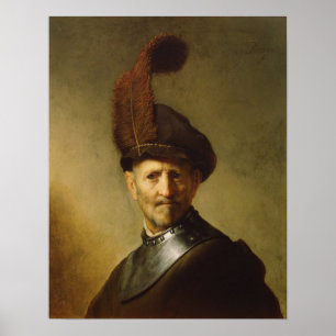 Rembrandt - oud Man in militair kostuum Poster