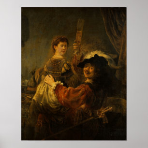 Rembrandt - saskia en kunstenaar op het gebied van poster