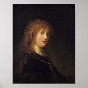 Rembrandt - Saskia Uylenburgh, vrouw van kunstenaa Poster