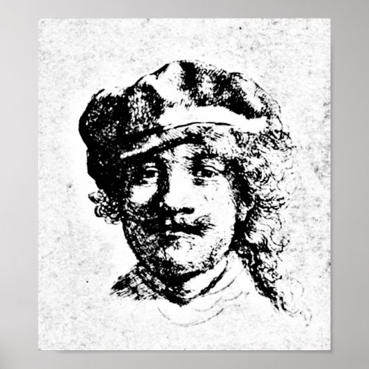 Rembrandt Self Portrait Engraving Poster (Voorkant)