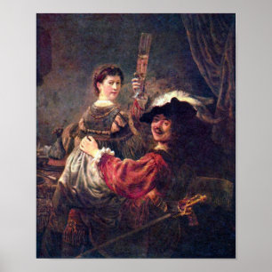 Rembrandt - Self-Portret met Saskia Poster