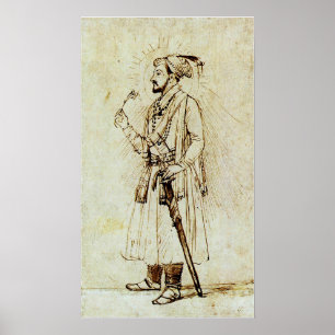Rembrandt - Shah Jahan met een ventilator en zwaar Poster