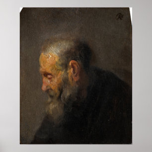Rembrandt - Studie van oude man in profiel Poster