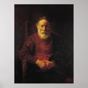 Rembrandt Van Rijn, een oud Man in het rood Poster