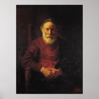 Rembrandt Van Rijn, een oud Man in het rood Poster