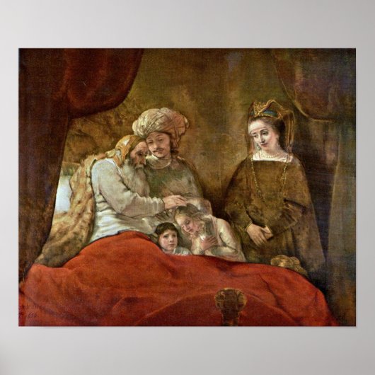 Rembrandt van Rijn - Jacob Blessing the Sons Poster (Voorkant)