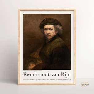 Rembrandt zelfportret met baret en turnup poster