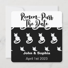 Remem-Purr Grappige Moderne Zwart en Wit Kat QR  Save The Date