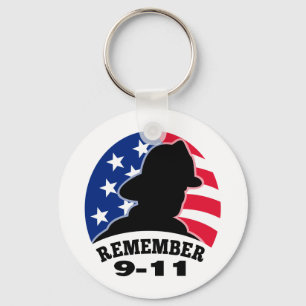 Remember 9-11 fireman firefighter american flag sleutelhanger
