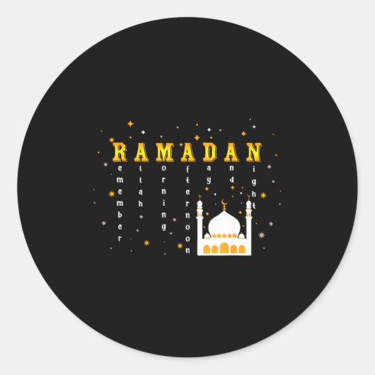 Remember Allah Ramadan Mubarak Kareem  Ronde Sticker (Voorkant)