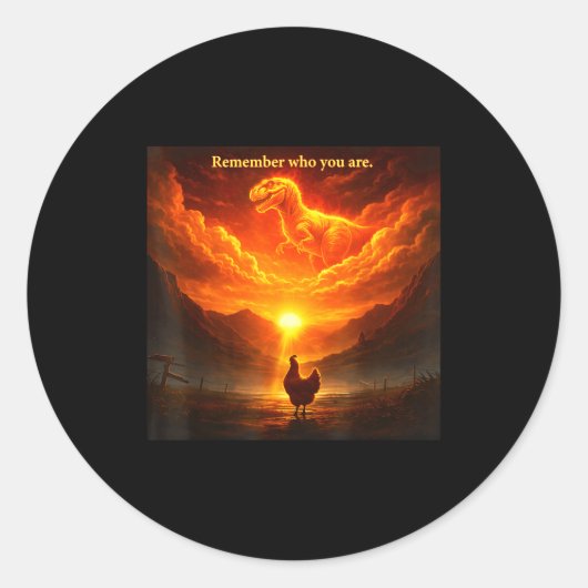 Remember Who Are You Dinosaur Chicken Cool Funny G Ronde Sticker (Voorkant)