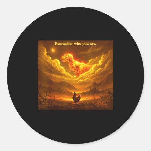 Remember Who You Are Funny Evolution Meme Chicken  Ronde Sticker (Voorkant)