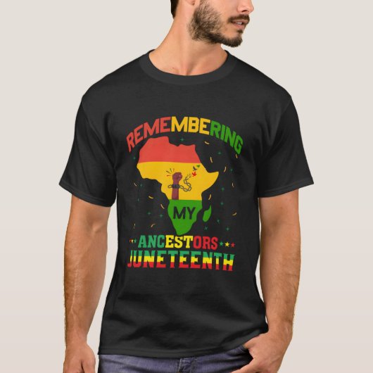 Remembering My Ancestors Junenth Celebrate Black T-shirt (Voorkant)