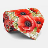 Remembrance Day Red Poppies Poppy Floral Stropdas (Opgerold)