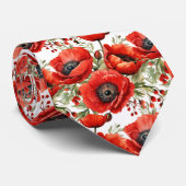 Remembrance Day Red Poppies Poppy Floral Stropdas (Opgerold)